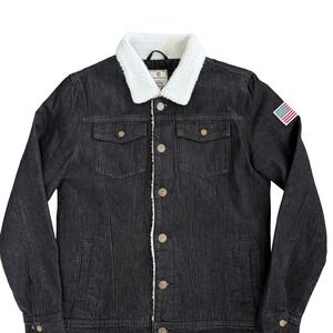 Born Primitive‎ Mens Pioneer Jacket Black Denim Sherpa Lined